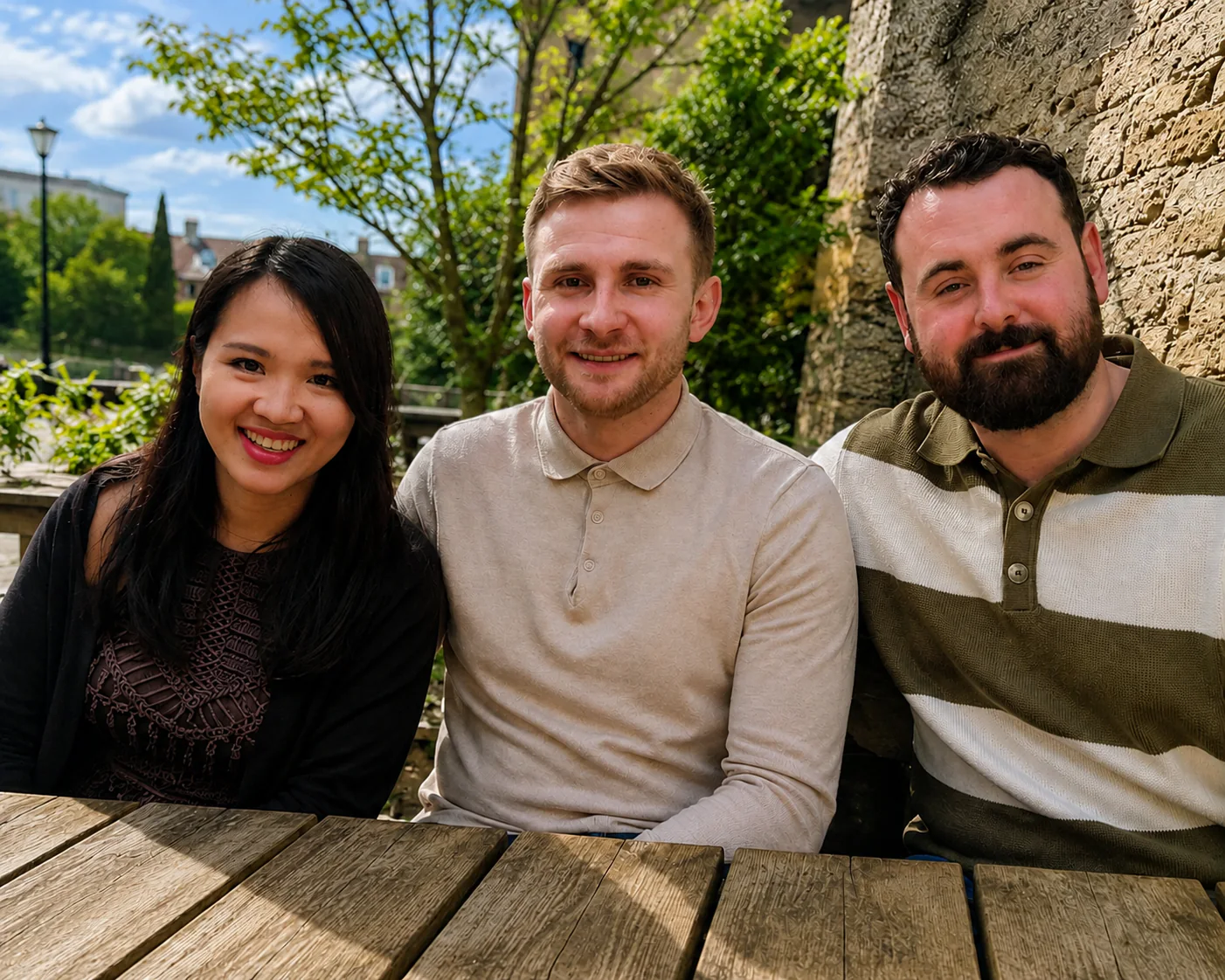 The three friends behind Packaroo together outdoors
